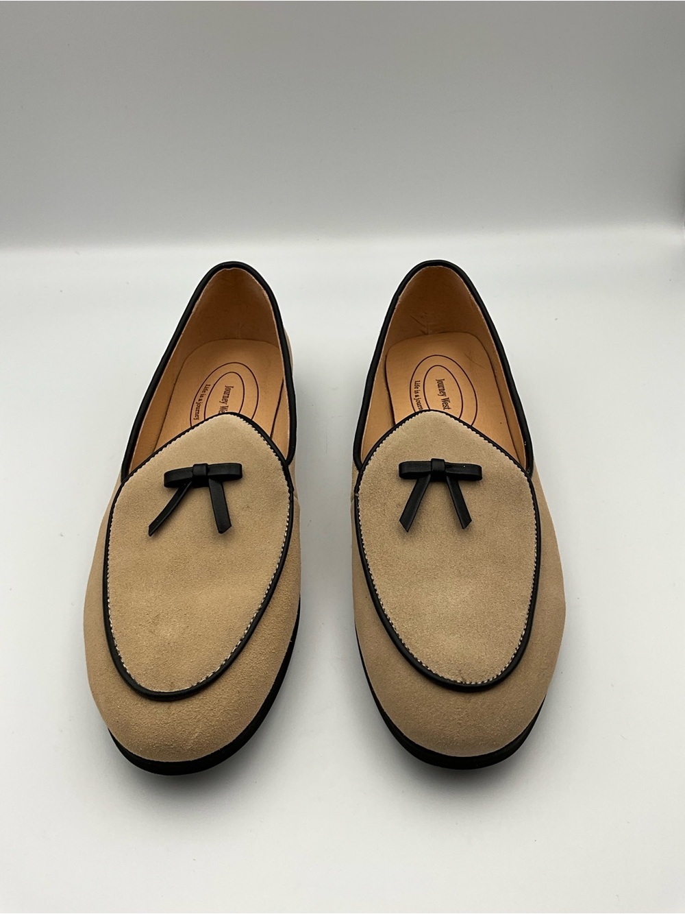 Journey West Loafer Size 7.5 Beige Suede Bow-Accent Women’s Loafers